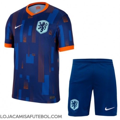 Camisa de Futebol Holanda Equipamento Secundário Infantil Europeu 2024 Manga Curta (+ Calças curtas)